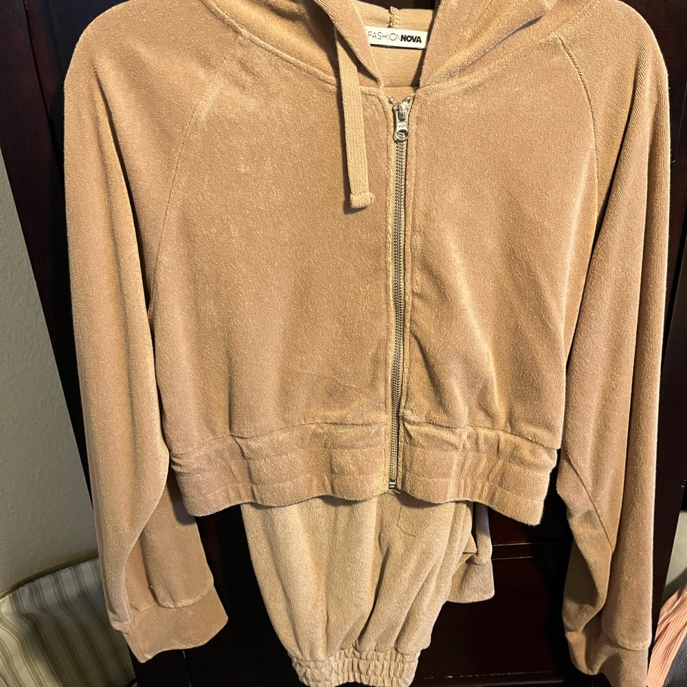 Fashion nova beige terry sweatsuit